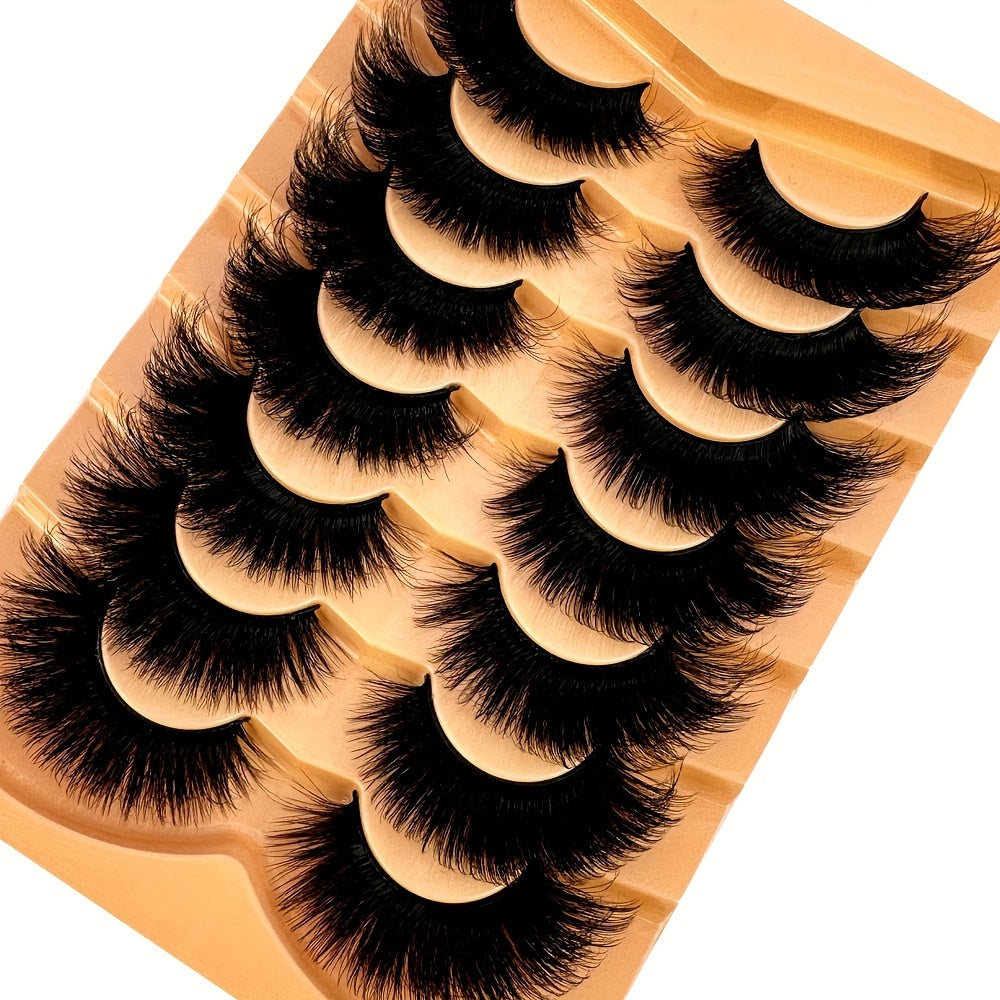 7 Pairs 3D Faux Mink Fake Eyelashes: Thick Long Dramatic Full Strip Lashes for Makeup