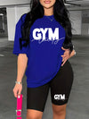 Women'S Gym-Themed Two-Piece Set - "GYM" Print T-Shirt & Shorts, Casual Polyester Athletic Wear for Spring/Summer, Gym Gear|Casual Gym Wear|Polyester Fabric
