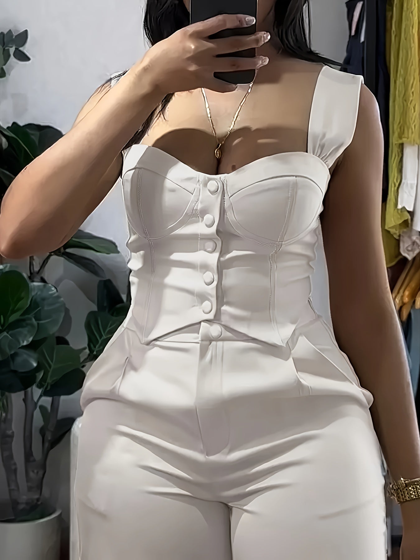 Casual Wide-Leg Long Pants Set for Women with a Tailored Vest.