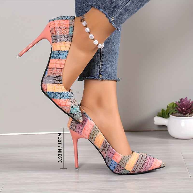 Chic Womens Stiletto Heel Pumps - Trendy Pointed Toe, Slip-On Comfort - Dress Shoes for Formal & Everyday Glamour