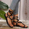 Women's Lightweight Summer Sandals - Black Cross Strap Flat Sandals with Adjustable Buckle Straps, Comfortable Casual Beach Shoes for Vacation, Strappy Sandals