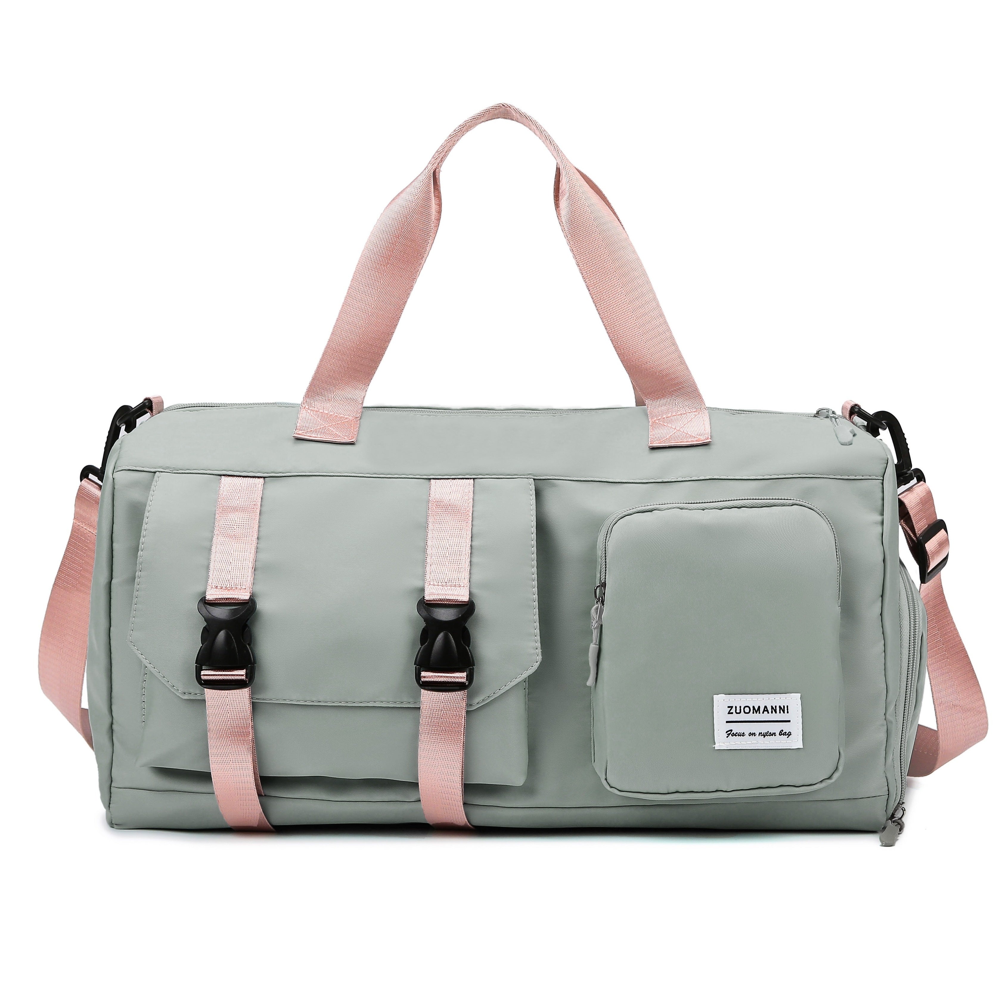 Eonothem High Quality Large Capacity Travel Duffle Bag - Adjustable Shoulder Strap, Multiple Pockets, Polyester Sports Gym Weekender Bag for Women in Bright Pink/Peacock Green/Peach/Light Grey/Light Blue//Blue/Black, Fitness