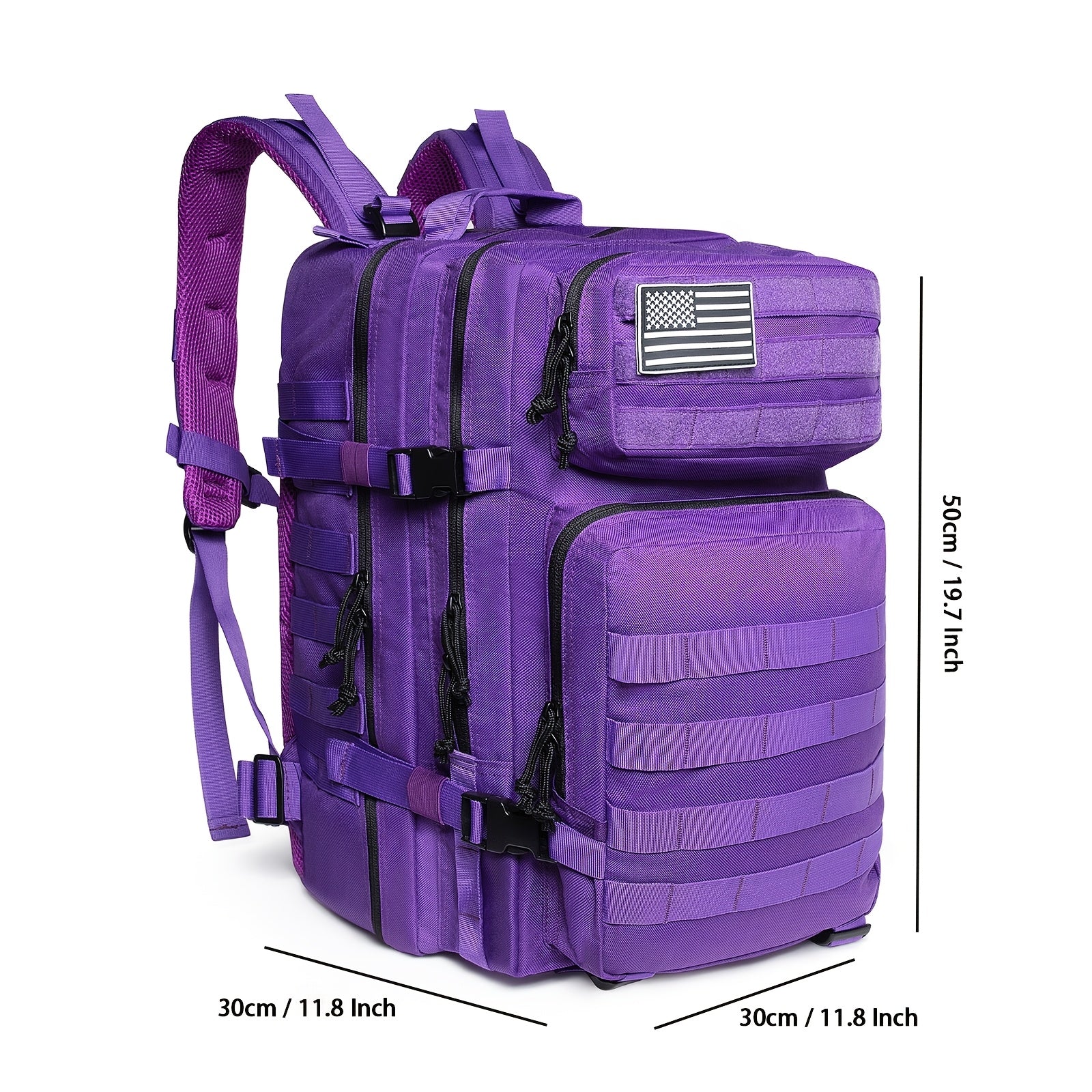 11.89gal Tactical Backpack for Women - Purple Outdoor Survival & Emergency Medical Rucksack with Multiple Compartments, MOLLE System, and Padded Shoulder Straps