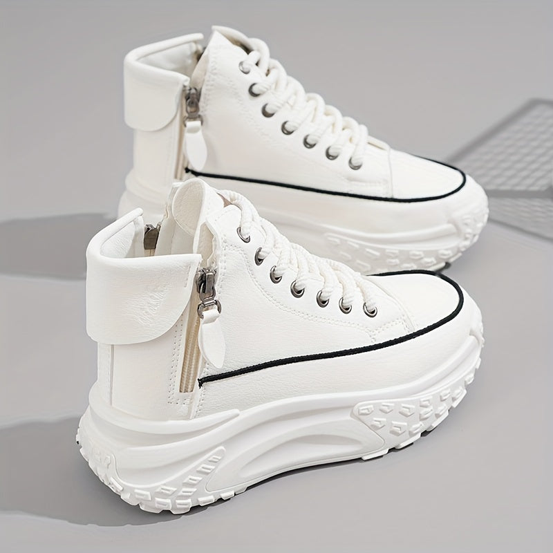 2024 Trendy High-Top Women's Sneakers - Comfortable, Non-Slip, Durable Casual Shoes with Lace-Up Design and Round Toe - For Women - Suitable for Casual Wear - Perfect Gift for Fashionistas