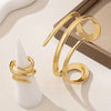 1set (1 Geometric Line Golden Bracelet And 1 Geometric Line Thick Ring) European And American Style Vintage Fashionable Bracelet And Thick Ring Combination Set for Women's Casual Attire, Various Holidays, Social Gatherings, A