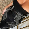 95% Polyester Solid Color Bodycon Dress - Elegant Rhinestone Embellishments, All-Season Bandeau Neckline, Extra-Long Length, 5% Elastane