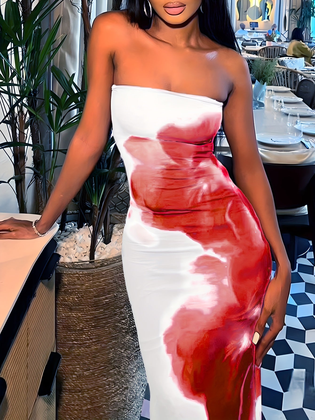 Elegant Floral Print Bodycon Midi Dress for Women - Casual Chic with Applique Detail, All-Season Wear