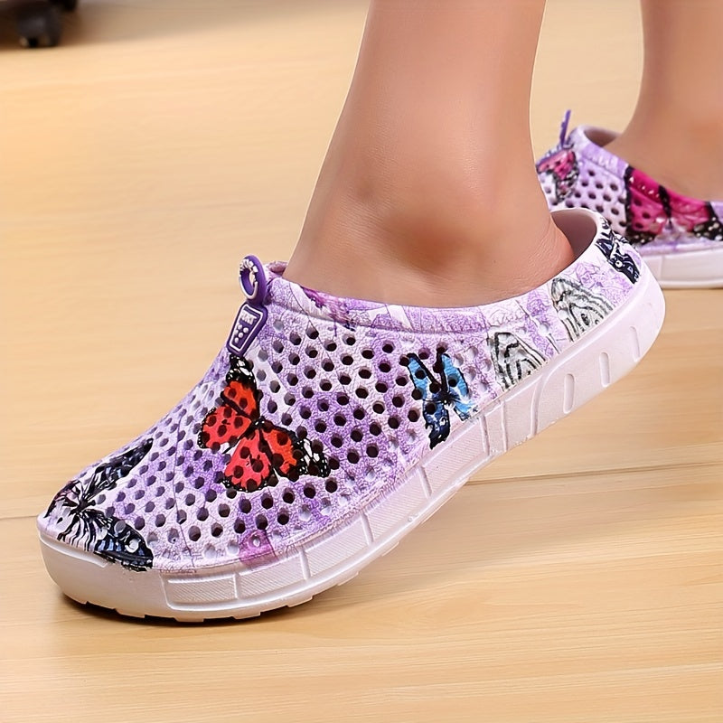 Women's Fashion Butterfly Pattern Hole Slippers, Summer Non-slip Beach Slippers for Koningsdag/King's Day