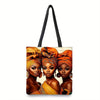1pc African-Inspired Polyester Tote Bag, Large Capacity, Reusable Shoulder Shopping Bag with Fixed Strap, Machine Washable, Unlined, Open Closure for Daily Commute, Travel, Beach - Ideal Gift for Women and Family