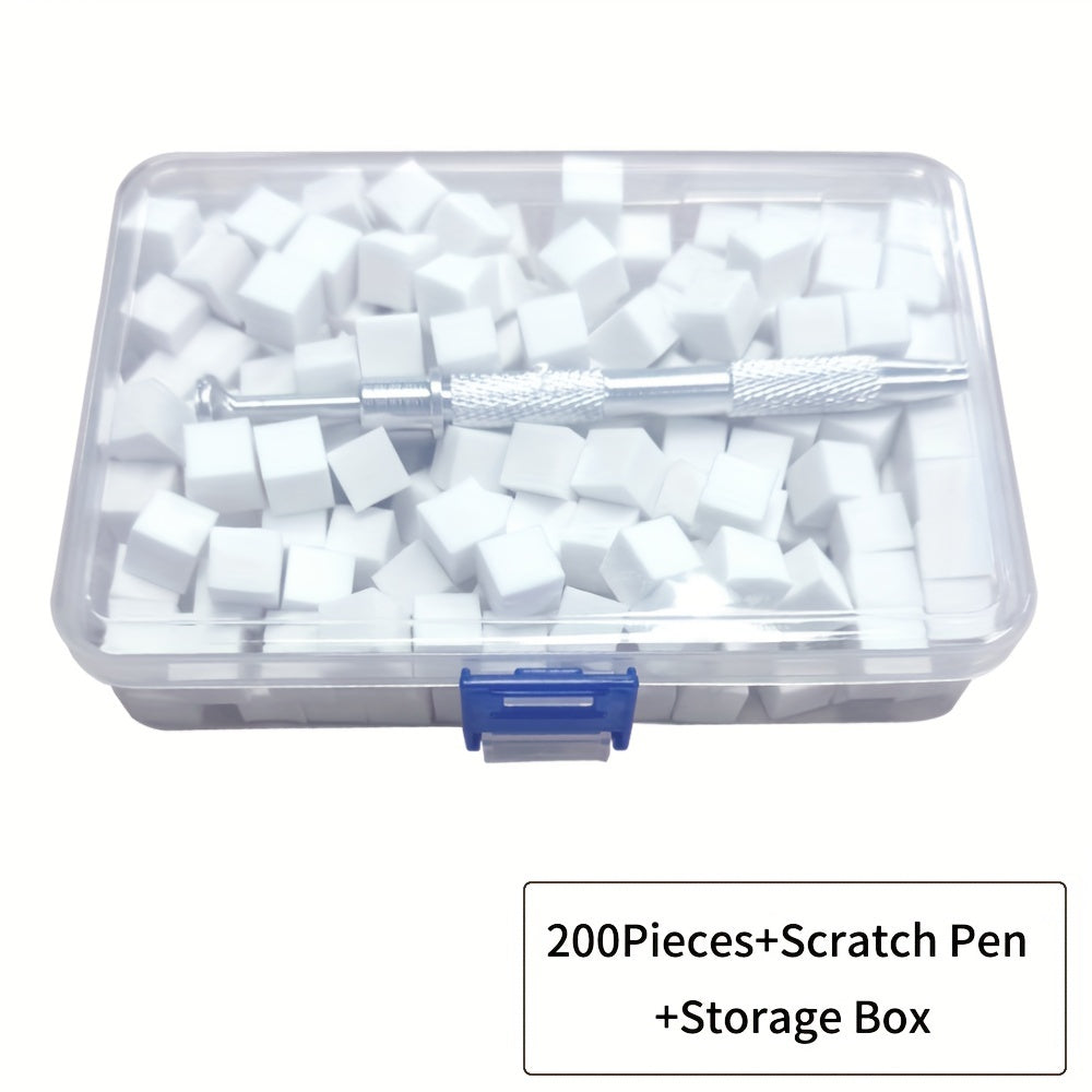 Mini Tofu Block Nail Art Sponge Set – Non-Absorbent Gel Gradient Blender with Nail Claw Grabber Pen Tool, Formaldehyde-Free Nail Accessories Kit