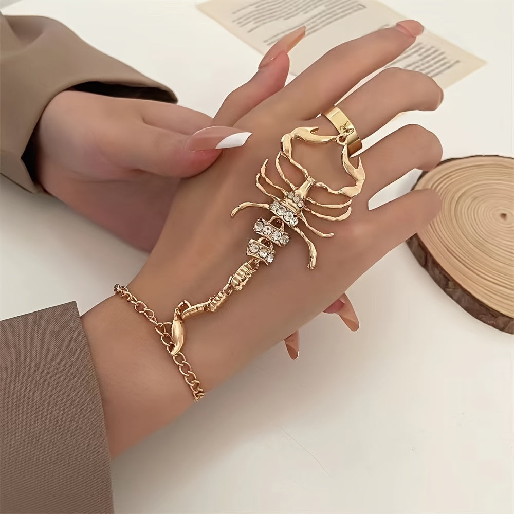 Scorpion Charm Bracelet, Elegant & Sexy Style, Alloy with Rhinestone Embellishments, Women's Fashion Jewelry, All-Season Accessory, No Holiday Specific