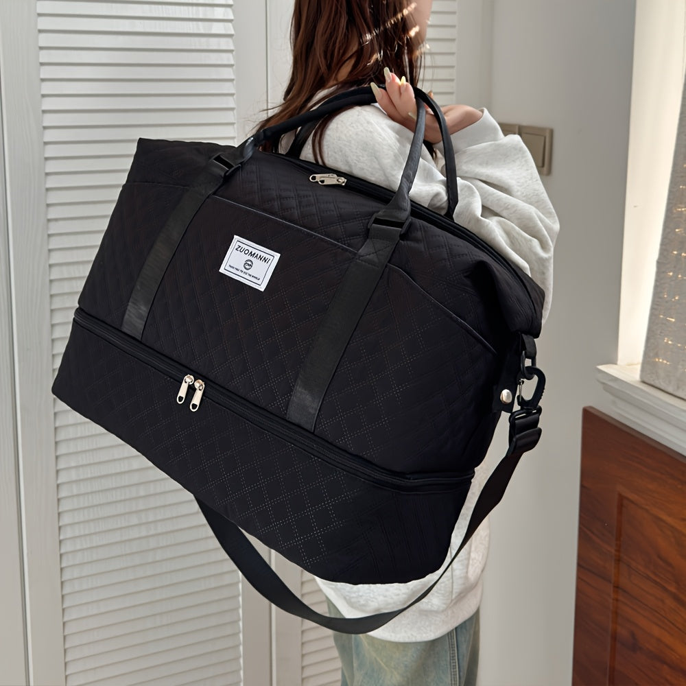 EONOTHEM Large Capacity Multi-Functional Duffel Bag with Removable Strap - Quilted Design, Zip Closure, Shoe Compartment, Ideal for Yoga, Fitness, Travel & More - Perfect Gift for Valentine'S Day, Ramadan, Eid, and New Year,