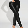 Faux Leather Skinny Leggings, Casual High Waist Stretchy Leggings for Spring & Summer, Women's Clothing