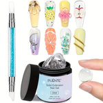 PUENTE 100g Solid Extension Nail Gel With Silicone Sculpture Pen Set, Clear, Non-Stick Hand, 3D Sculpture & Rhinestone Adhesive, Easy Application, Odorless, Soak-Off UV LED Gel For Nail Art, Alcohol-Free, For Home Salon Use