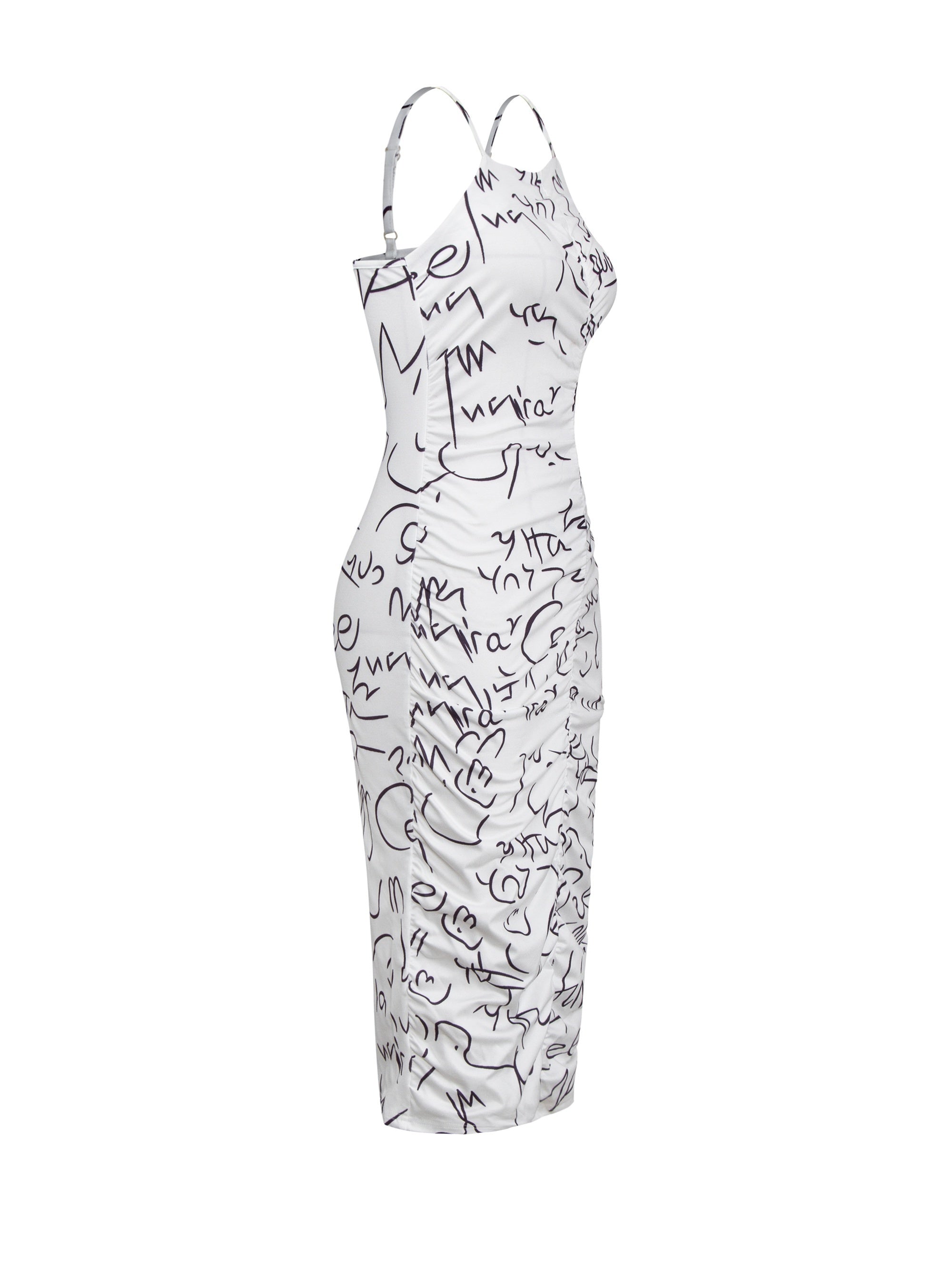 Chic Off-Shoulder Letter Print Bodycon Dress - Casual Summer Wear, Machine Washable, Polyester