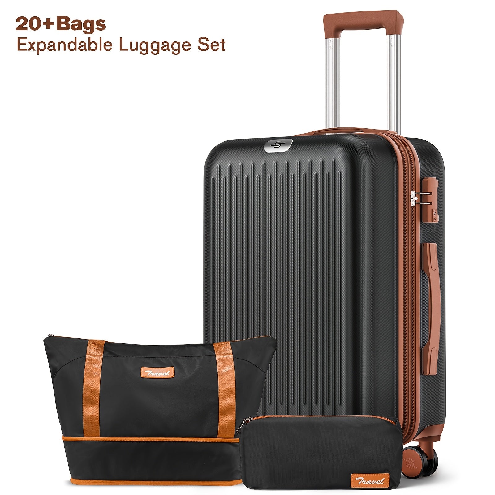Luggage Suitcase Sets with Expandable Duffle Bags and Cosmetic Case Travel Set, Hardshell Lightweight Carry on and Checked Luggage with Spinner Wheels and TSA Lock