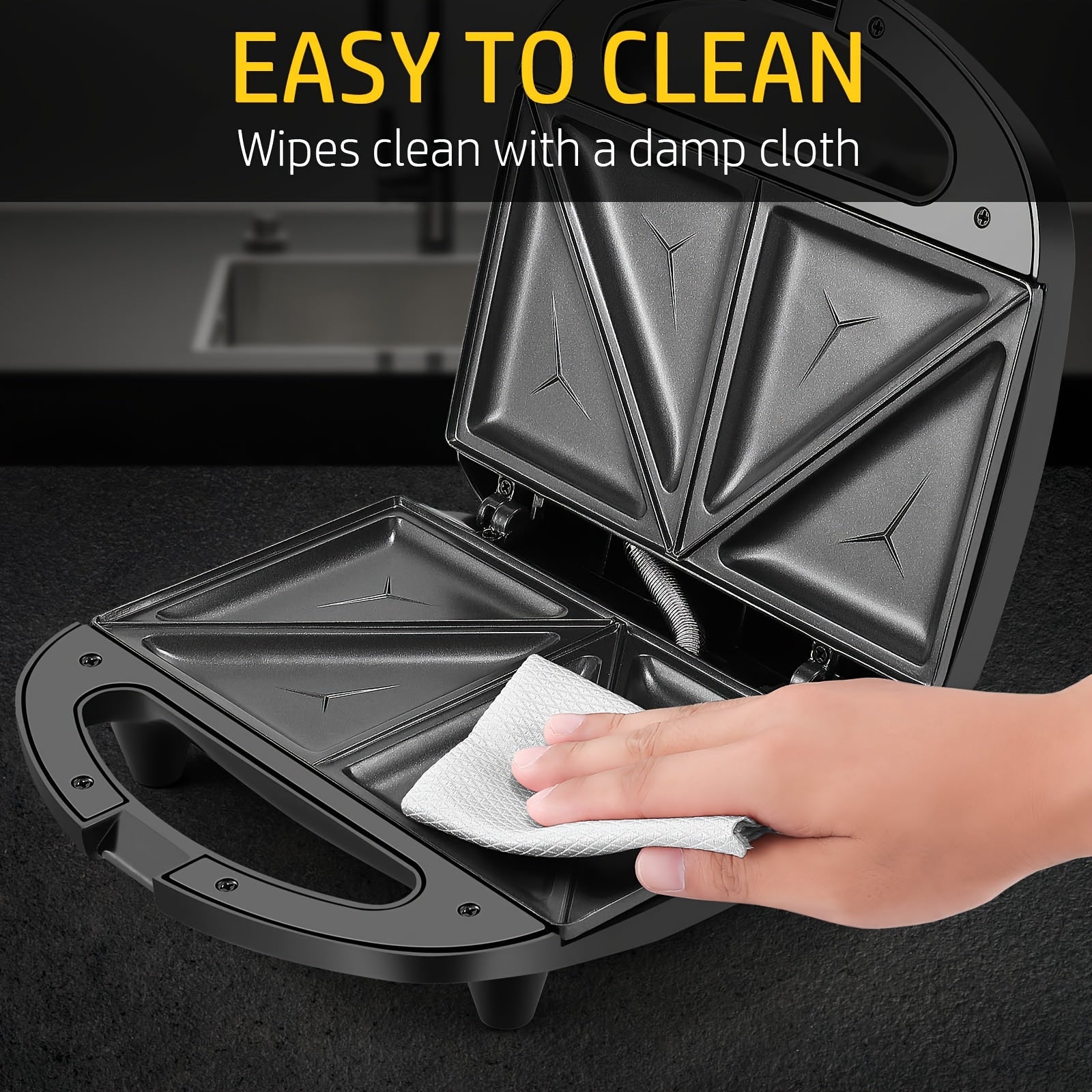 Multifunctional Sandwich Maker & Panini Press, Non-Stick Toaster With LED Indicator Lights And Cool-Touch Handle, Easy To Use And Clean, Black