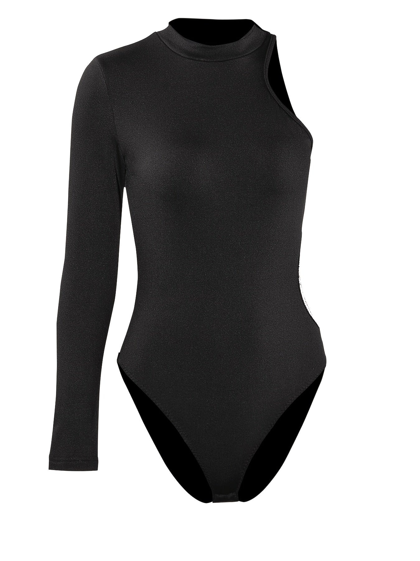 Women Sexy One Sleeve Side Hollow Out Bodysuit