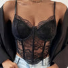 Lace Corset Crop Top - Backless, Sheer Floral Print, Diamond Fishbone Detail, Sexy Camisole for Women - Perfect for Date Night, Party, Clubbing, and Summer Outings