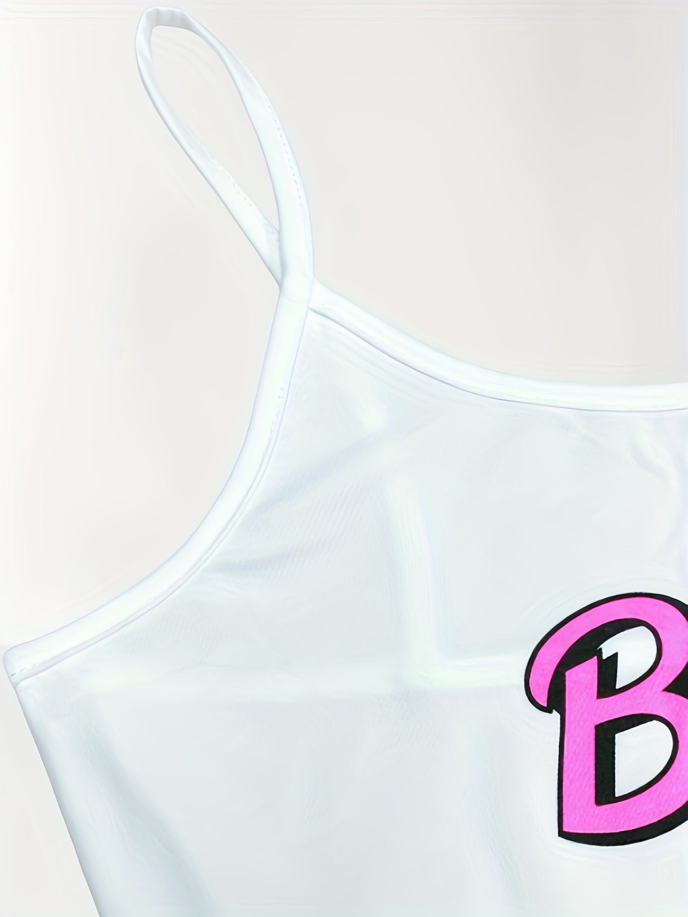 Letter Print Crop Spaghetti Strap Top, Y2K Sleeveless Cami Top For Summer, Women's Clothing
