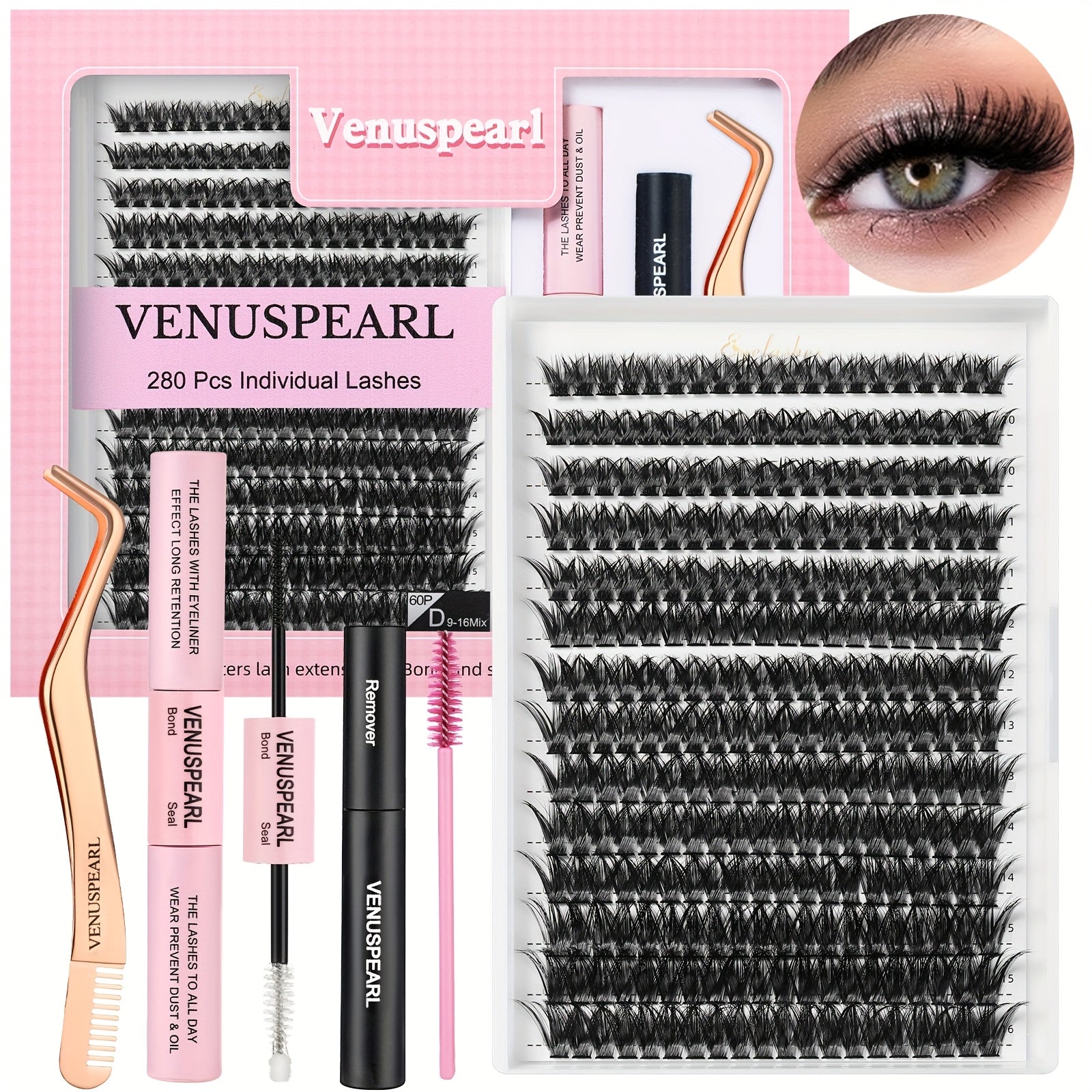 Large Capacity Eyelash Set, Fluffy With Oil Removal, Glue Tweezers, Brush False Eyelash Set, False Eyelashes Length MIX, Suitable For Beginners, As A Valentine'S Day Gift For Family And Friends