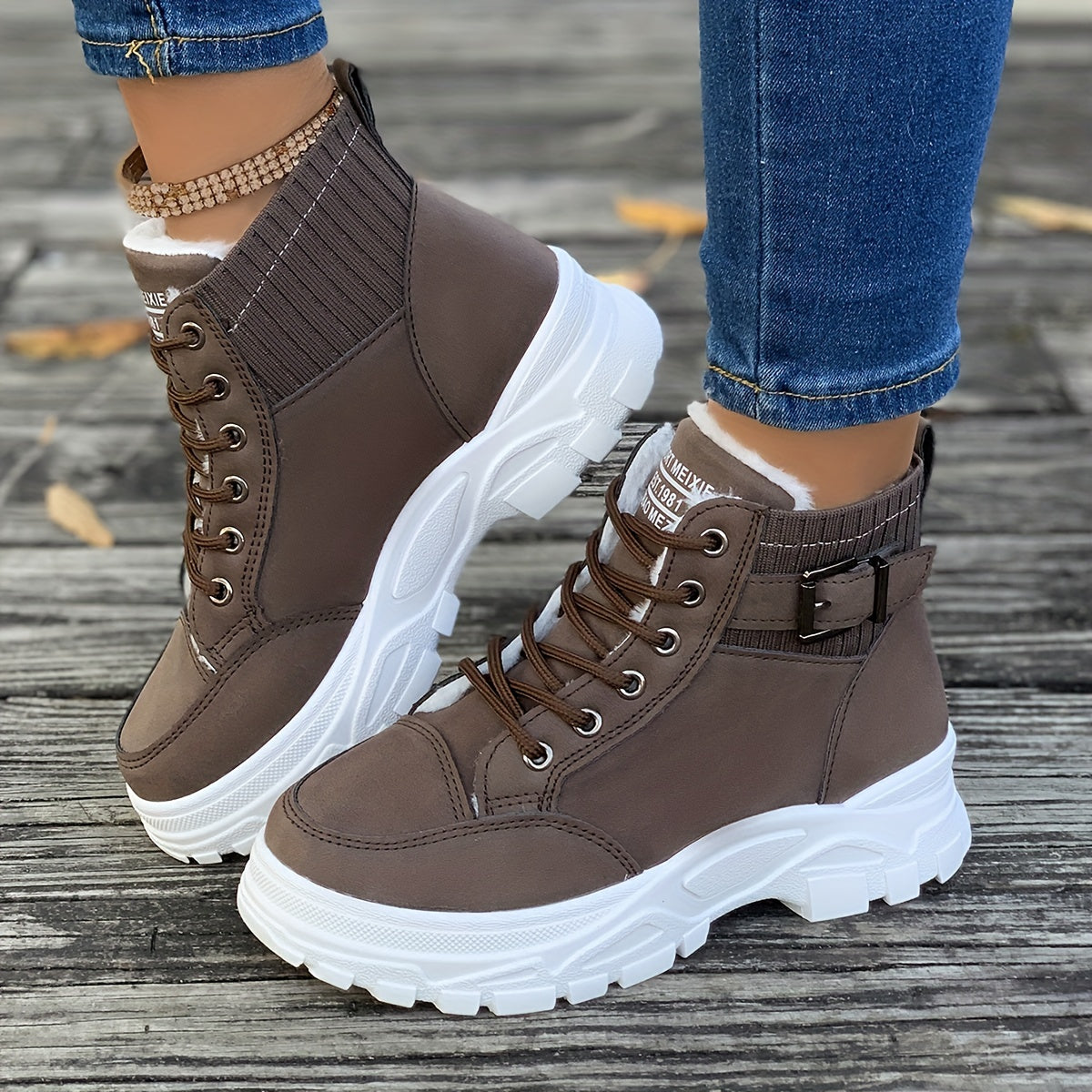 Women's Waterproof Snow Boots, Solid Color Faux Leather Upper, Fabric Lining, TPU Sole, Autumn-Winter, Winter Boots