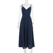 Fashionable Slim-fit Polka Dot Printed Sling Dress Women