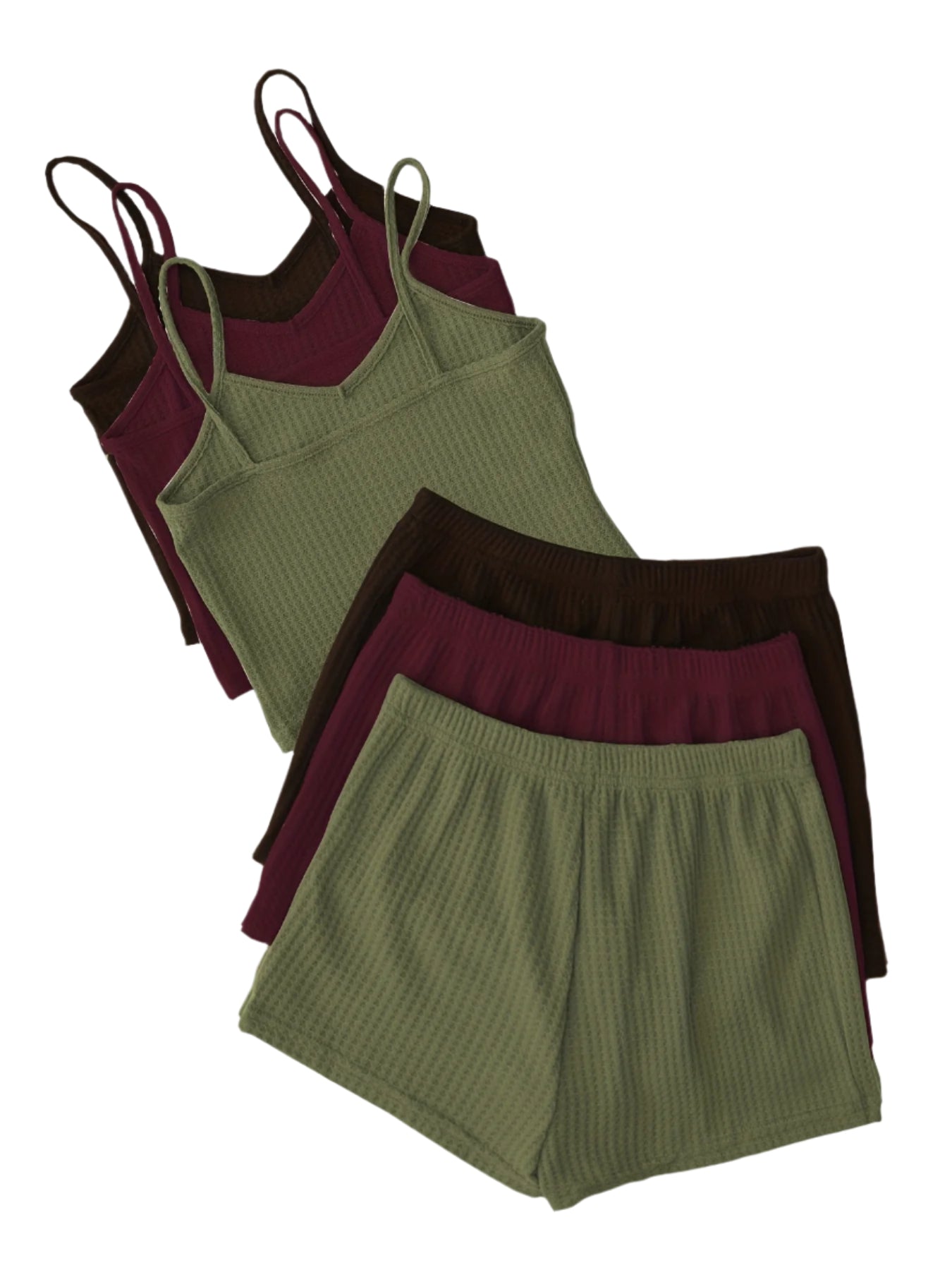 3-Pack Women's Lounge Sets – V-Neck Cami Tops & Elastic Waist Shorts, Backless Solid Color Two-Piece Outfits for Everyday Comfort