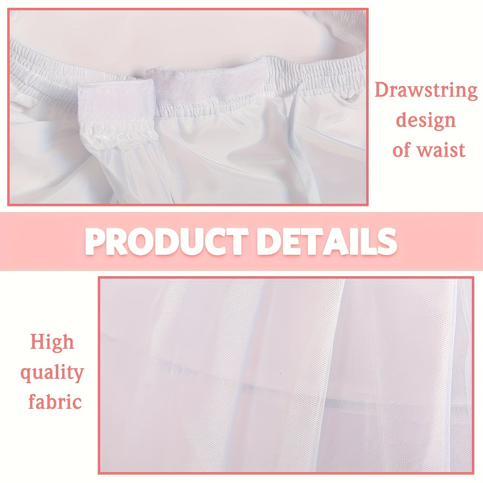 A Women'S Wedding Dress with Built-In Petticoat And Six Hoops, Suitable for Mid-Length, Party Dresses, And Bridal Accessories. It Enhances The Fluffiness of The Wedding Gown, Offers Comfort, Is Dry Cleanable, And Has N
