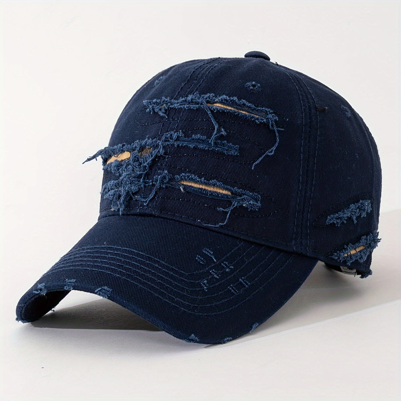 1pc Simple Polyester Baseball Cap, Embroidered Patches, Hole, Washed, Lightweight, Non-Stretch, Hand Wash or Professional Dry Clean, Solid Color, Spring Festival Valentine'S Day Gift