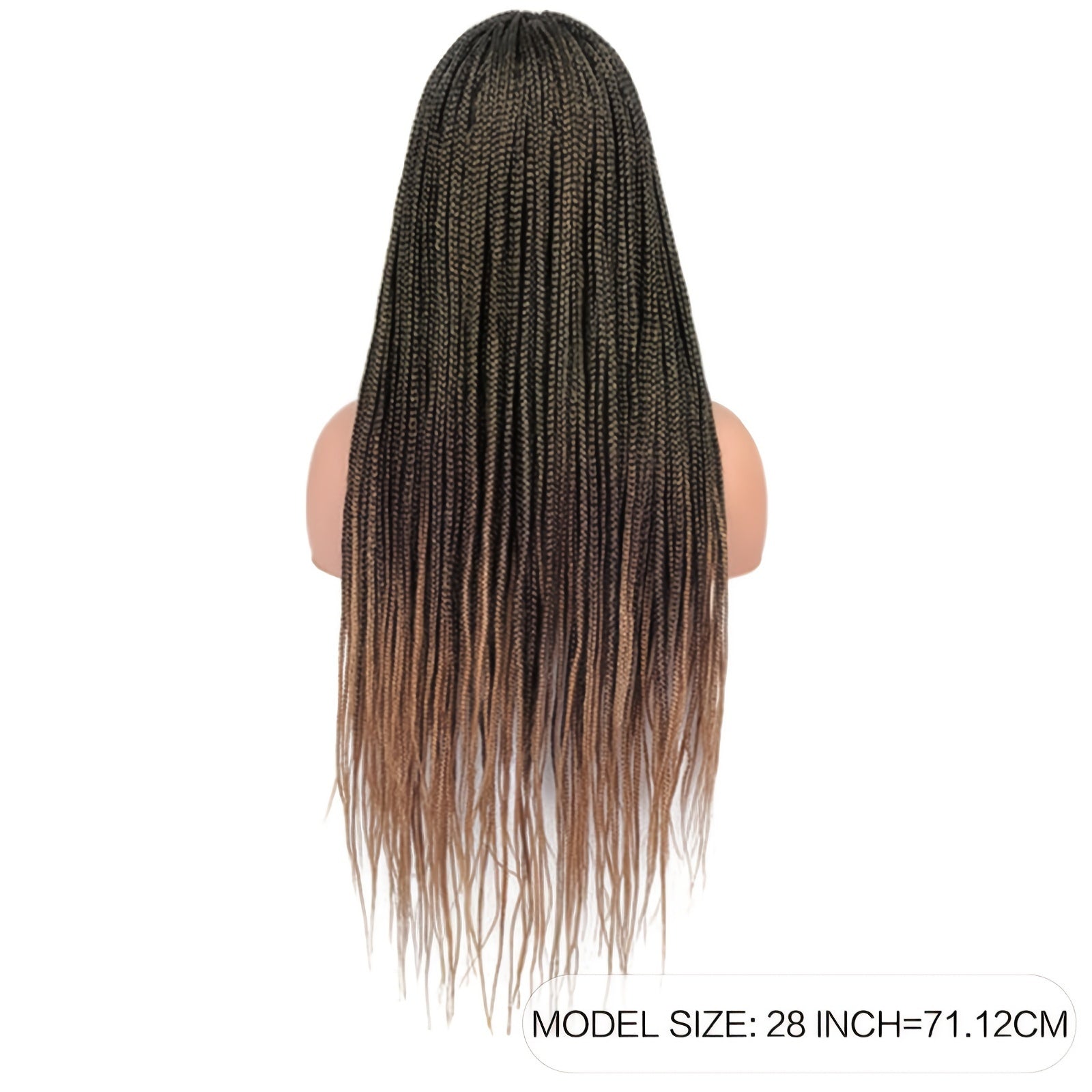 28" Knotless Braided Wigs for Women Box Braids Lace Frontal Wig with Full Double Lace Front Braid Wig Blended Ombre Brown Hand Braid Wigs