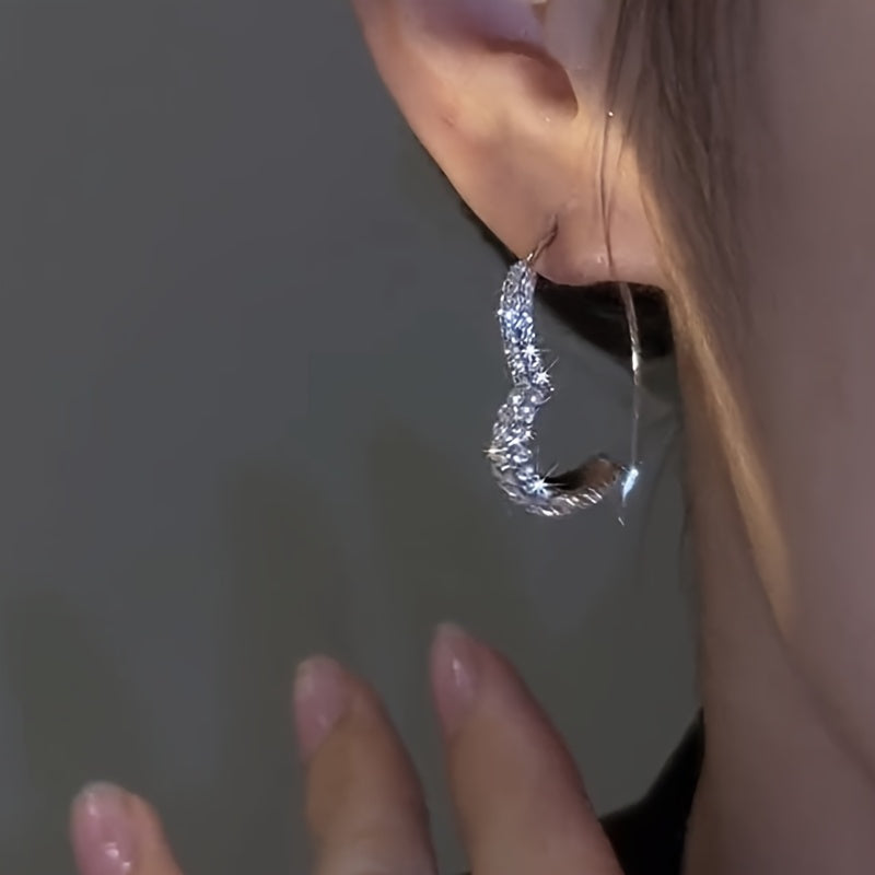 2pcs/set Hollow Heart Earrings with Crystal Inlay, Costume Accessories for Women, Valentine's Day Decoration Gifts