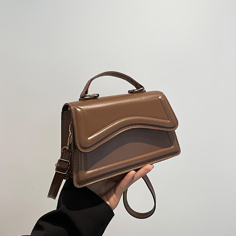 Stylish Mini Shoulder Bag, Women's Crossbody Bag, Solid Flap Square Tote