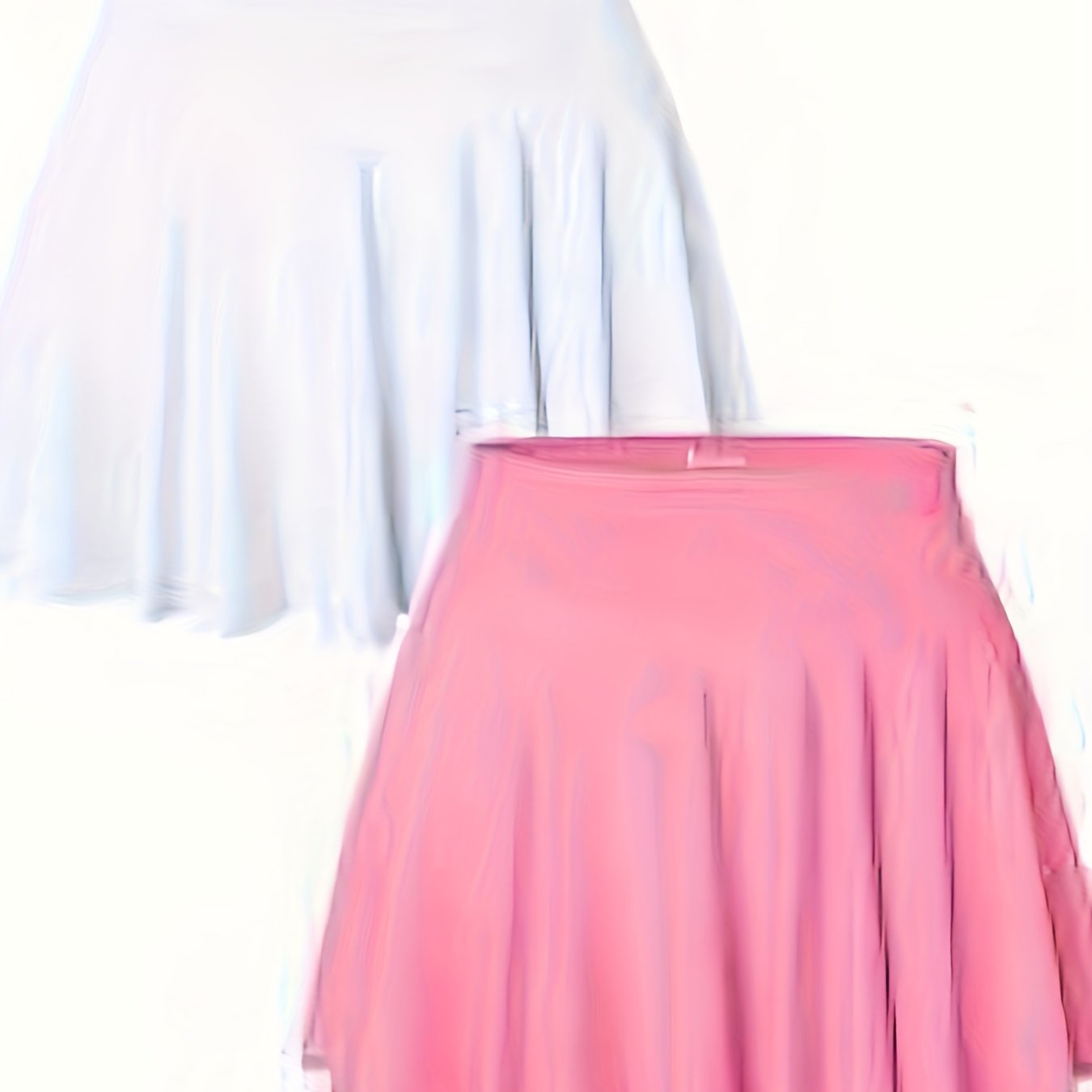 2pcs Women's Stretchy Flowy Mini Skirts - Light Blue & Pink, High Waist, Casual A-Line Cut, Soft Nylon Blend, Perfect for Casual Attire