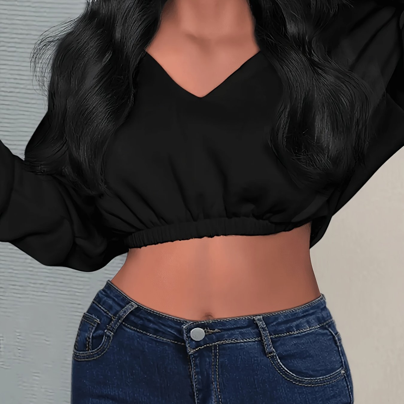 Vibrant Solid Crop T-Shirt - Soft Y2K Long Sleeve Design, Perfect for Spring & Fall Seasons, Women's Fashion Clothing for Casual Daily Wear