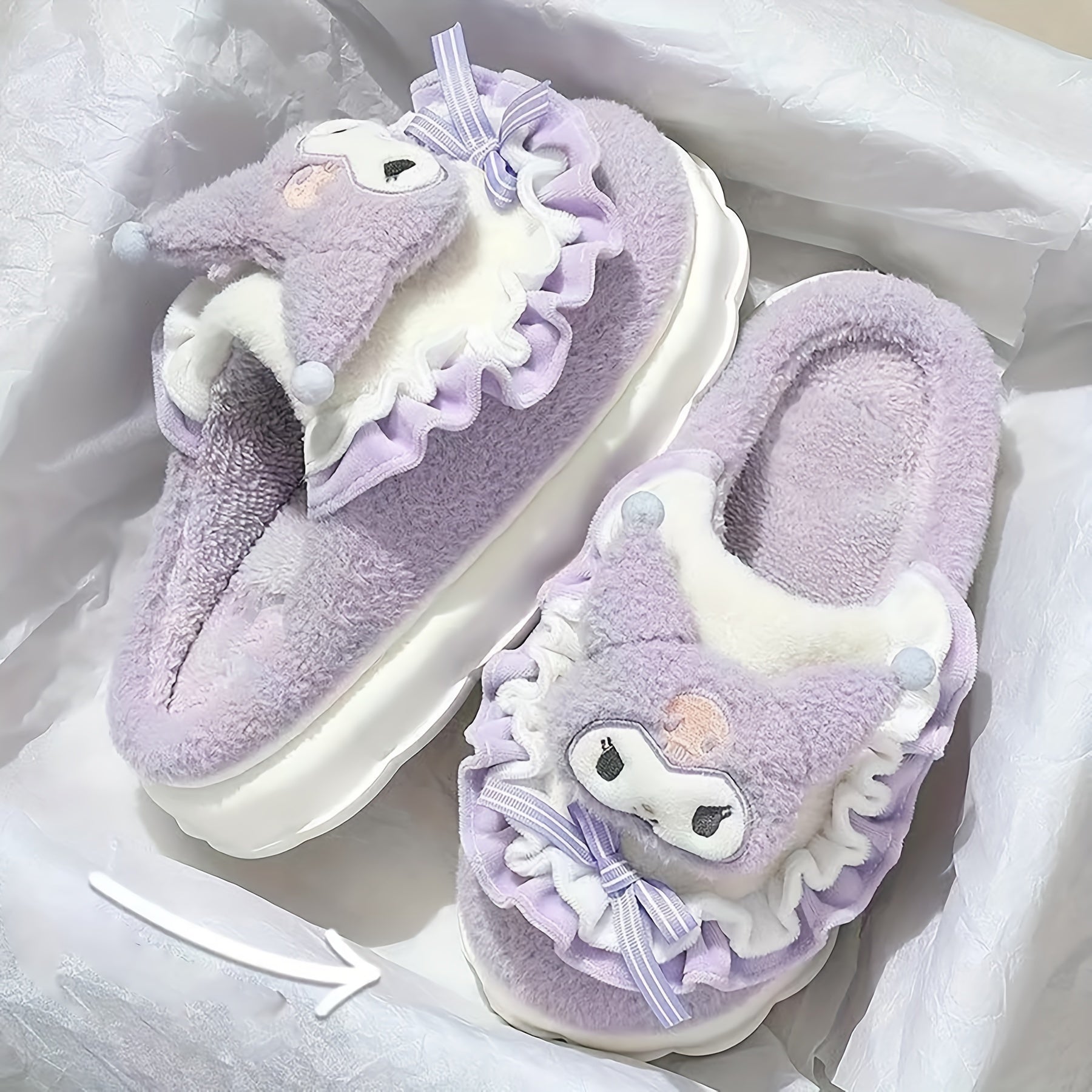 Sanrio Winter Slippers For Women Hello Kitty Cute Cartoon My Melody Cinnamoroll Kuromi Honey Style CozyFabric Slipon House Shoes Outdoor Slippers