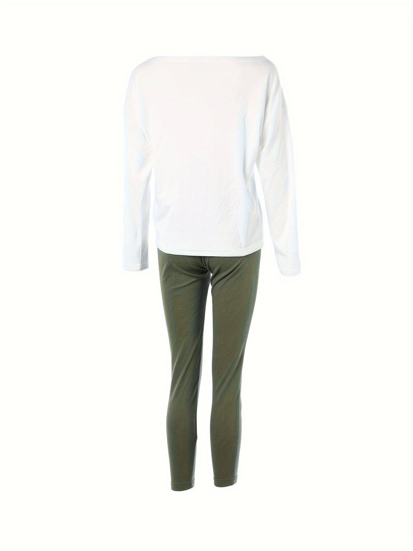 Two-piece Set: Nope Not Today Print Long Sleeve Top & Solid Drawstring Pants Outfits for Women, Casual Spring & Fall Clothing