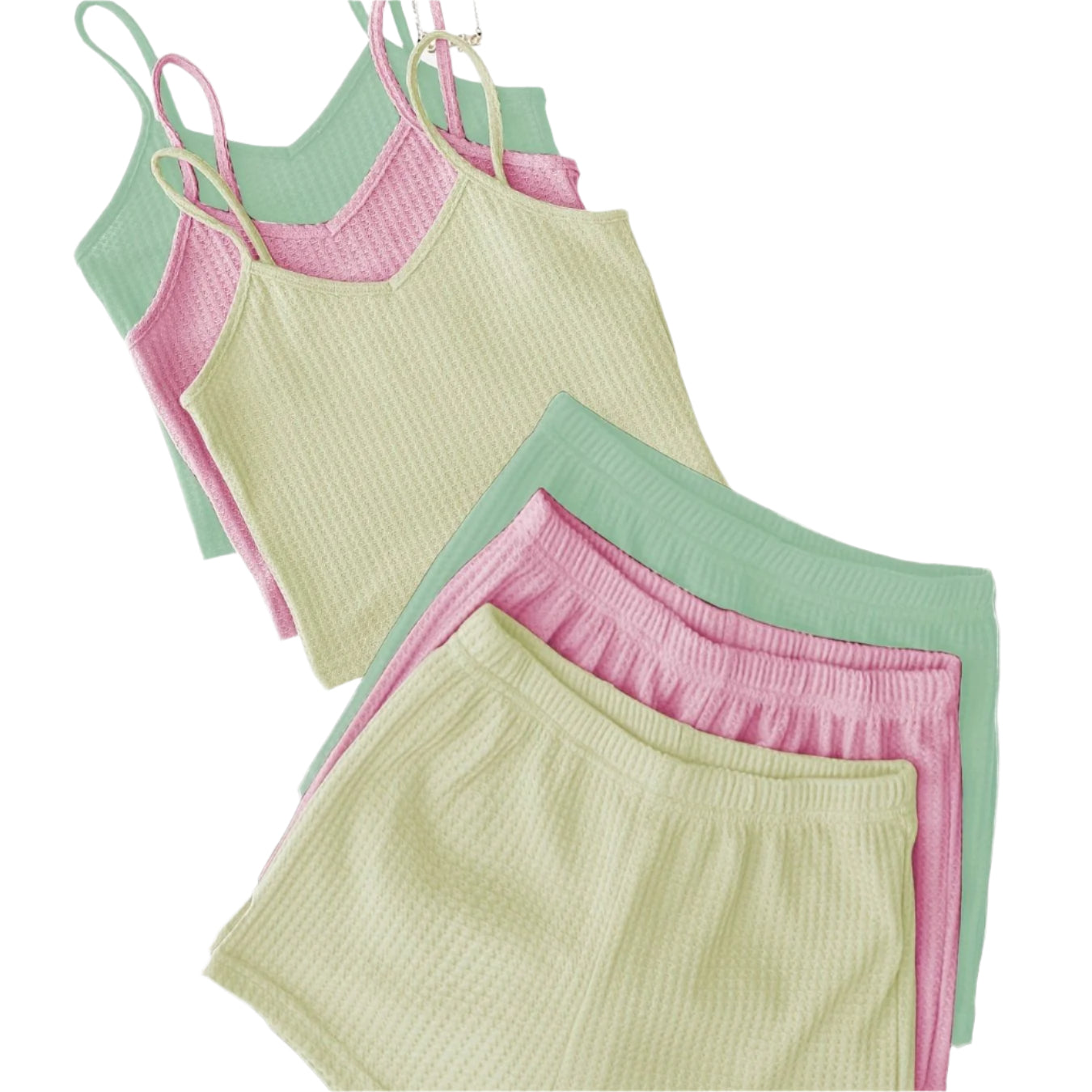 3-Pack Women's Lounge Sets – V-Neck Cami Tops & Elastic Waist Shorts, Backless Solid Color Two-Piece Outfits for Everyday Comfort