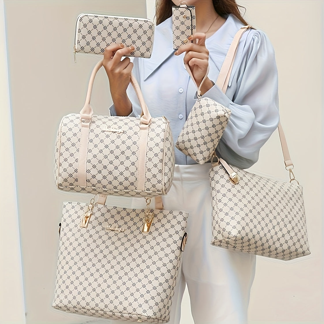 Versatile 6pcs Synthetic Leather Bag Set - Trendy Tote, Crossbody, Handbag, & More for Daily Chic
