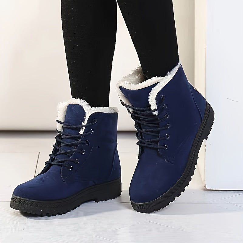 Women's Winter Ankle Snow Boots - Warm Fur Lined - Fabric Insole - Durable Outdoor Footwear
