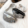 Glittering Rhinestone Fanny Pack with Chain Detail - Stylish Women’s Crossbody Waist Bag, White, Adjustable Strap, Zipper Closure, Perfect for Casual or Festive Occasions, Versatile Crossbody | Rhinestone Embellished | Adju