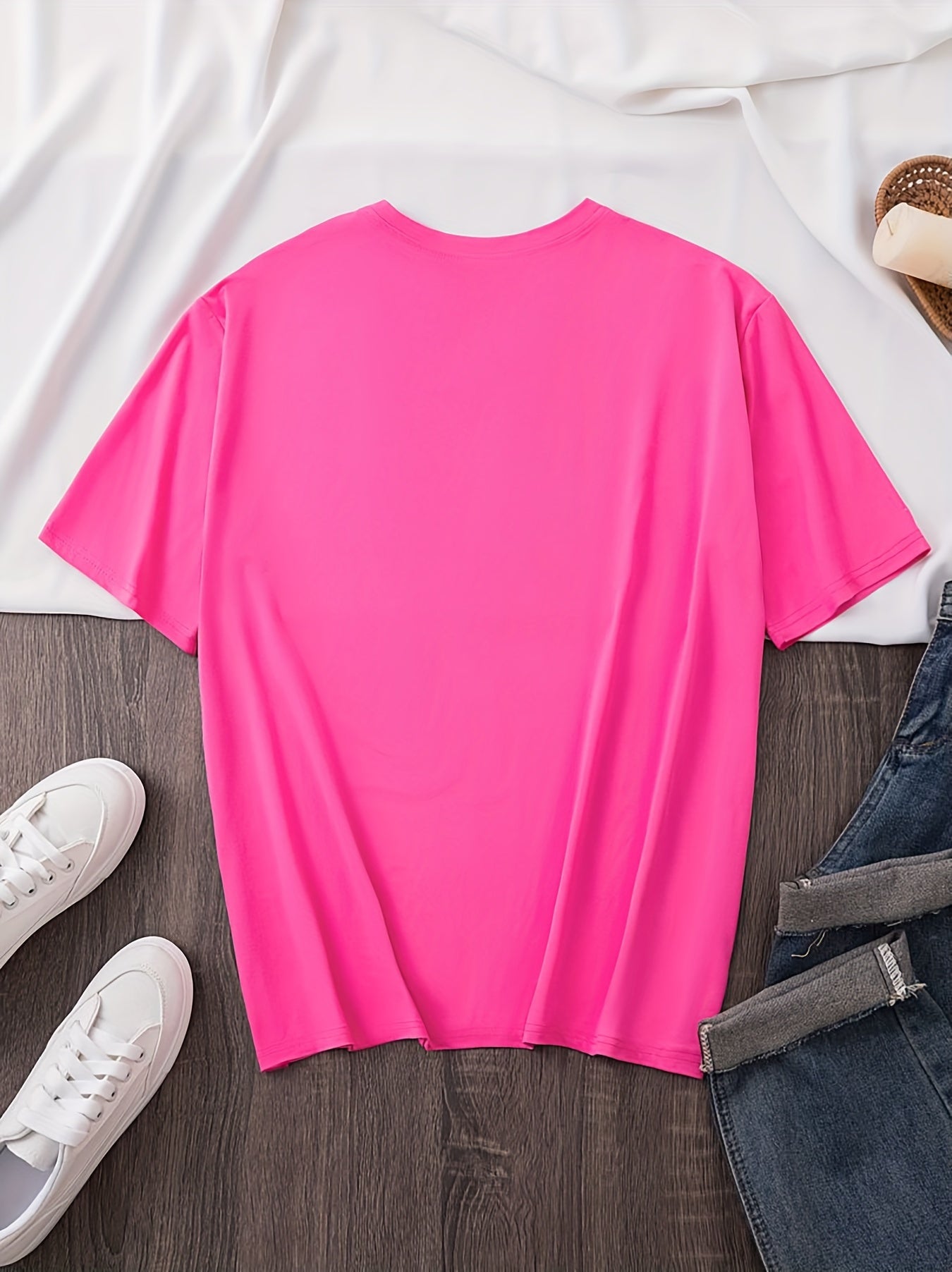 Summer Chic Alphabet Print Crew Neck Short Sleeve T-Shirt - Soft Micro Elasticity Polyester Fabric, Machine Washable, Casual Womens Top for Spring and Summer