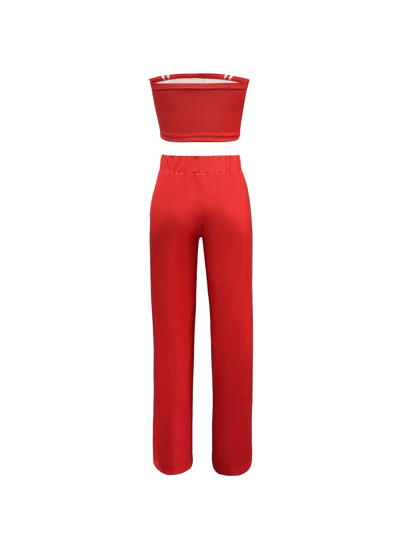 Loose-Fitting Striped Long Pants Set with a Bustier Top