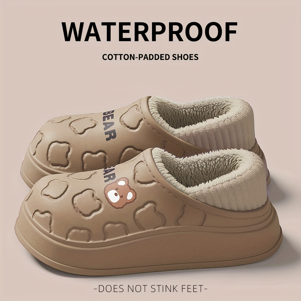 Winter Warm Cozy Waterproof Fleece Lined Slippers - EVA Insulated Home Shoes for Indoor and Outdoor Use, Maternity Slippers for Men and Women