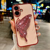 Luxury Plated Pattern Glitter Butterfly Holder Stand Phone Case Compatible with iPhone 12 13 14 15 16 Pro Max Plus Bumper Protector Cover