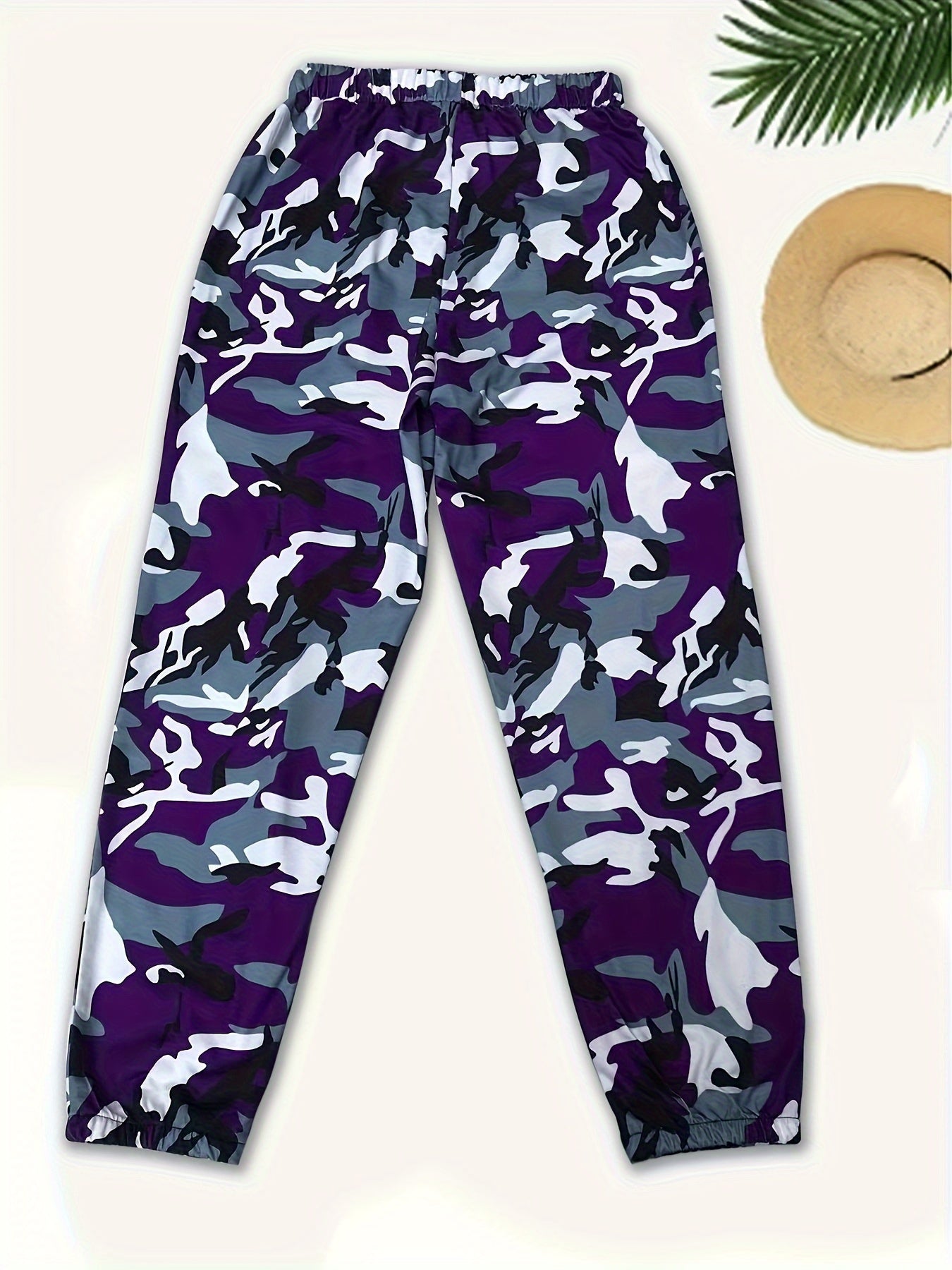 Women'S High-Waisted Camo Joggers - Stylish & Comfortable Elastic Waistband Sweatpants with Pockets, Perfect for Spring/Summer/Fall Casual Wear, Relaxed Fit Joggers | Highwaisted Pants | Drawstring Closure