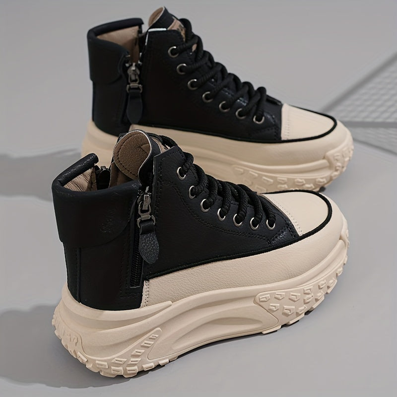 2024 Trendy High-Top Women's Sneakers - Comfortable, Non-Slip, Durable Casual Shoes with Lace-Up Design and Round Toe - For Women - Suitable for Casual Wear - Perfect Gift for Fashionistas