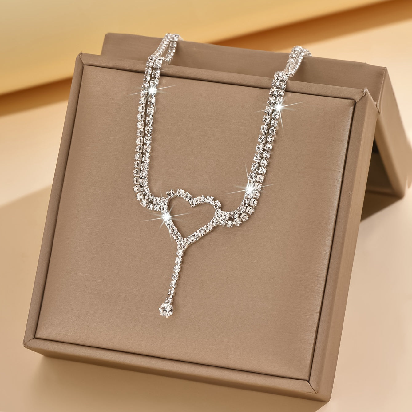 Women's Heart-shaped Anklet - Silver Plated, Rhinestones Mosaic, Synthetic Stone Creation - All Season Jewelry | Holiday Gift for Thanksgiving Day | October Birthstone Jewelry