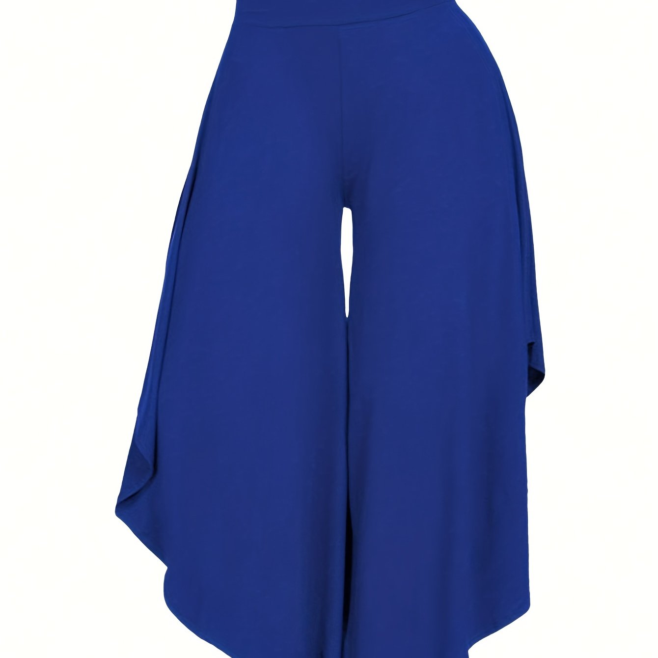 Solid Color Asymmetrical Wide-Leg Pants