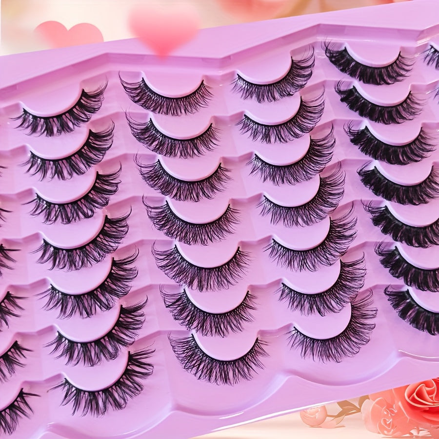 24 Pairs Of Eyelashes 3 Different Types Natural False Eyelashes Faux Mink Eyelashes Fluffy False Eyelashes Volume False Eyelashes Cat Eye Look Dramatic Eyelashes Strip Eyelash Kitty Valentine'S Day Girls Must Have Makeup